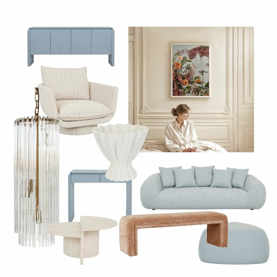 French Mood: Miu Miu Blue Interior Styling with Fine Art Prints | Austin Bloom