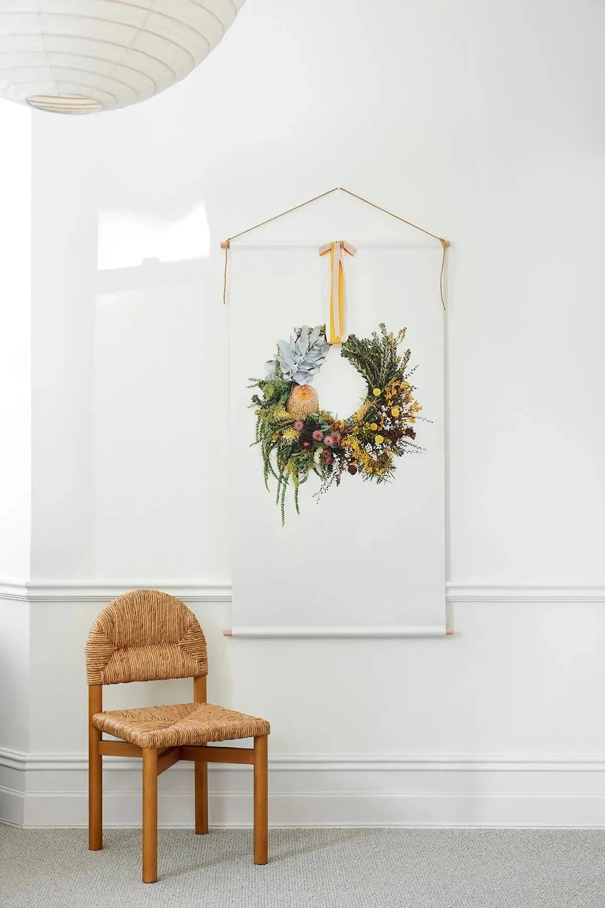 Native Style Wreath - Canvas Wall Hanging with original botanical cotton rag prints on archival canvas by Austin Bloom, handmade fine art prints