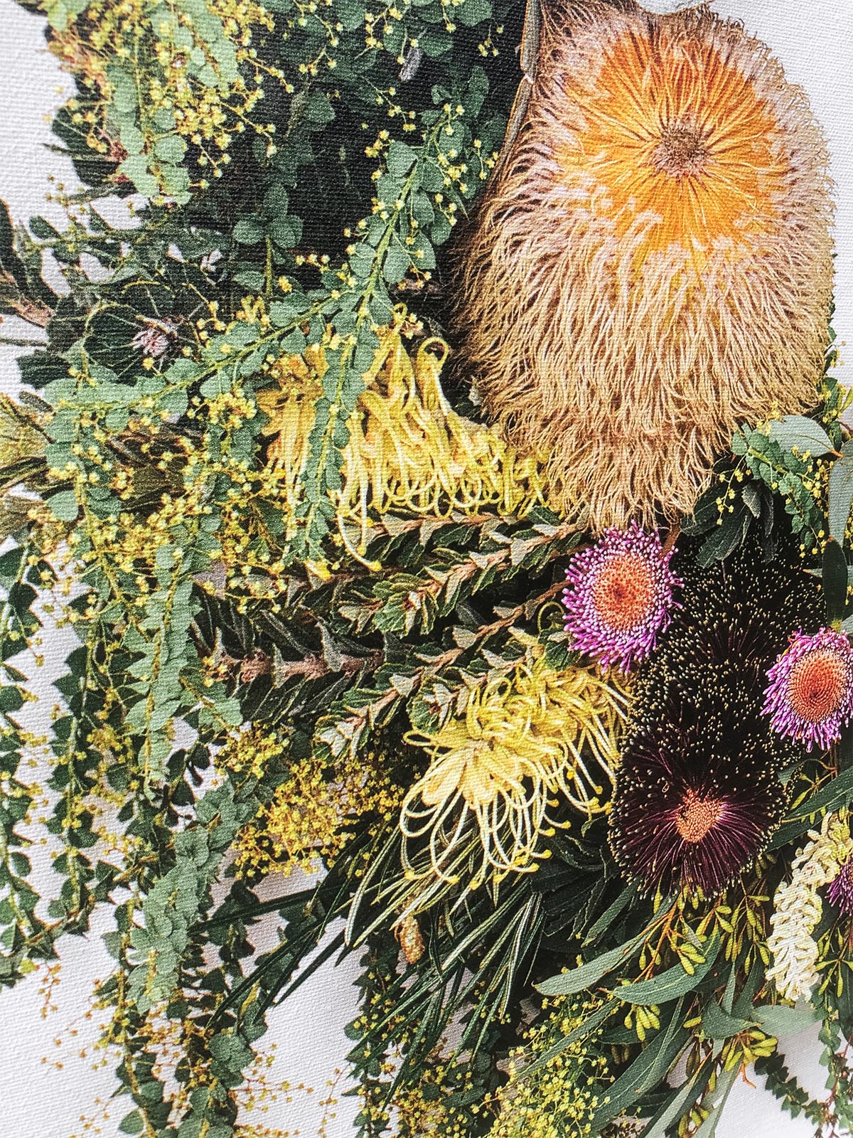 Native Style Wreath - Canvas Wall Hanging featuring original botanical cotton rag prints on archival canvas by Austin Bloom, handmade fine art prints