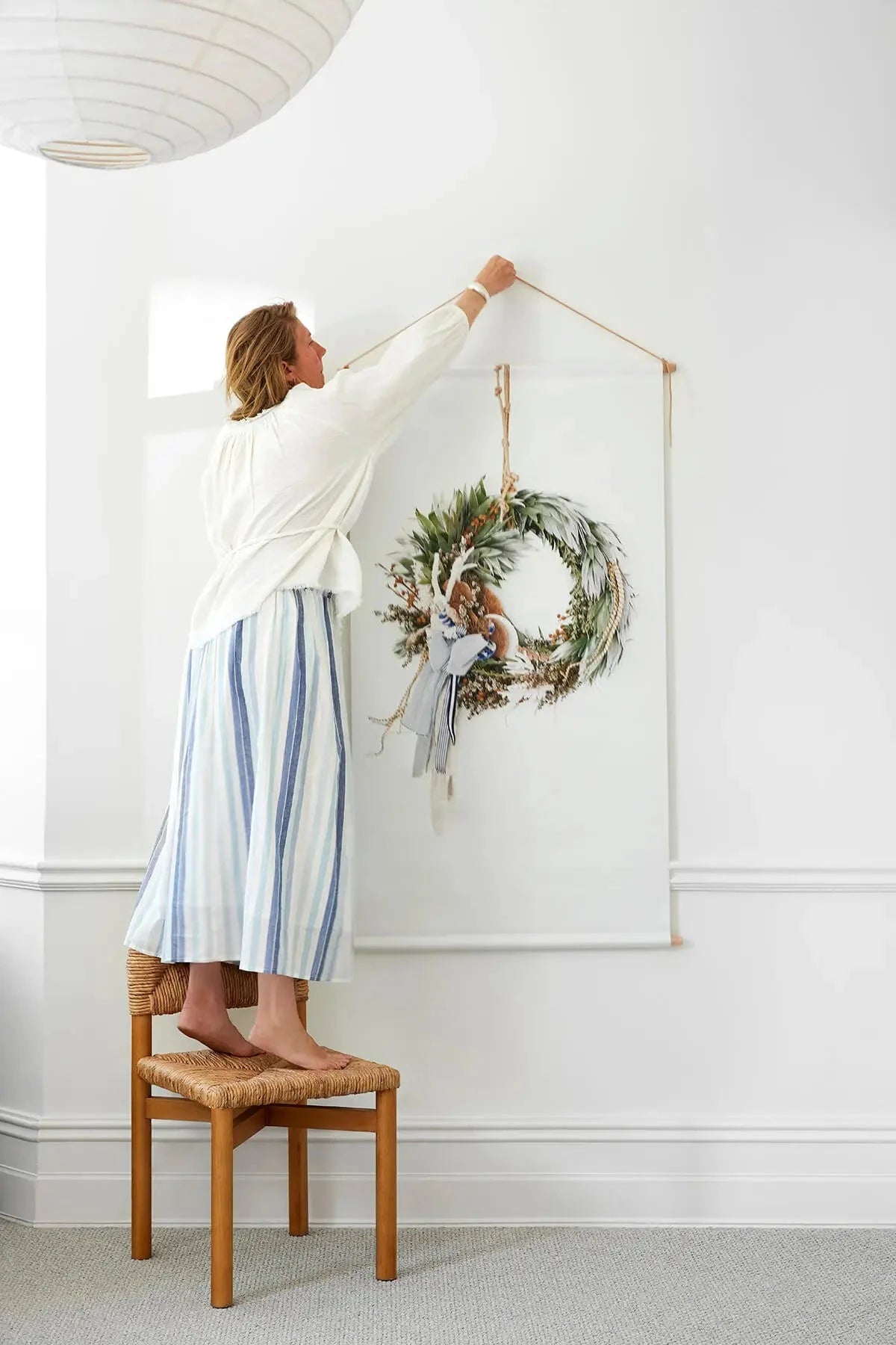 Austin Bloom Wall Hanging Standard | 760 mm x 1410 mm Coastal Style Wreath - Canvas Wall Hanging