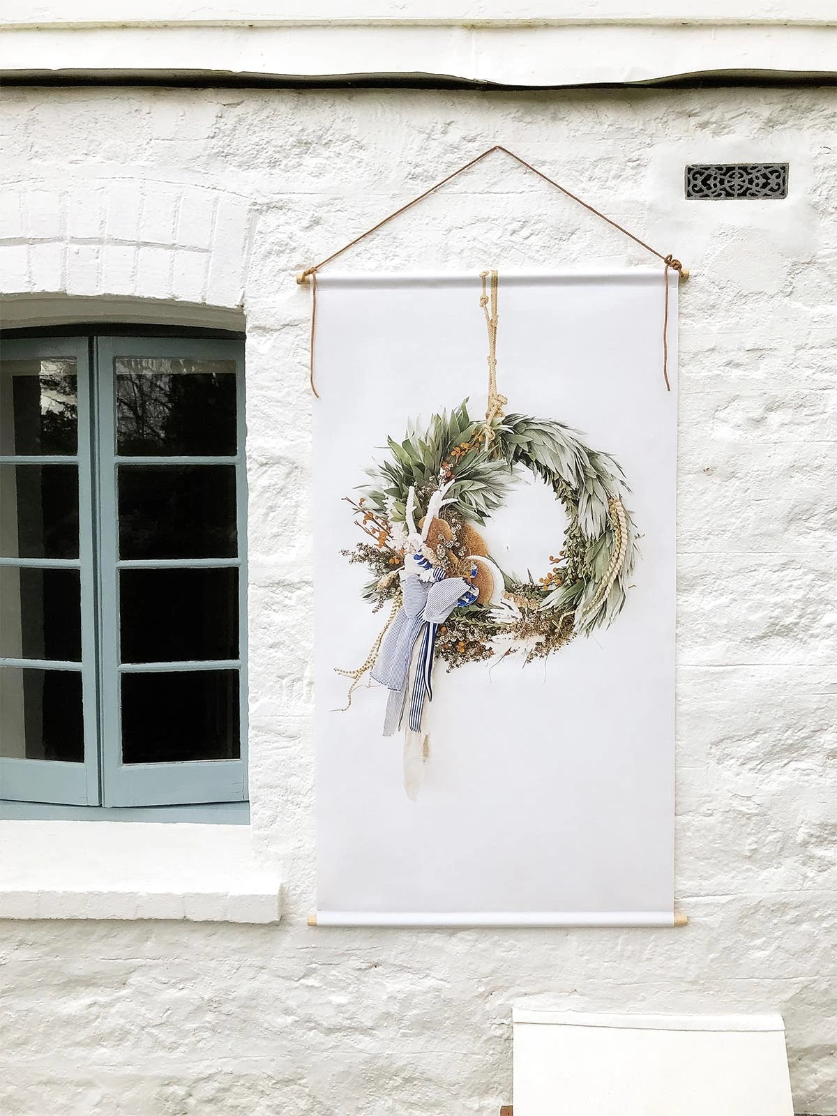 Austin Bloom Wall Hanging Standard | 760 mm x 1410 mm Coastal Style Wreath - Canvas Wall Hanging