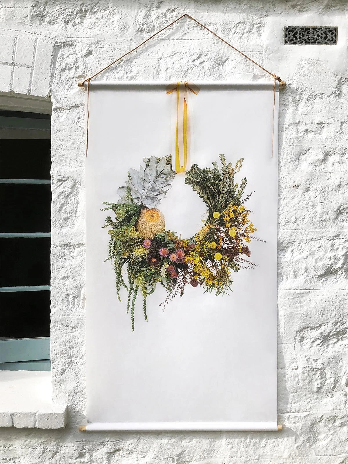 Austin Bloom Wall Hanging Standard | 760 mm x 1410 mm Native Style Wreath - Canvas Wall Hanging
